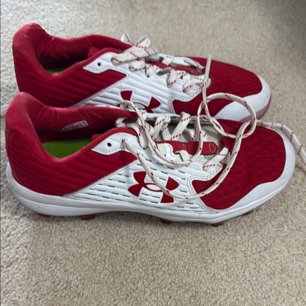 Under Armour  Red and White Softball cleats